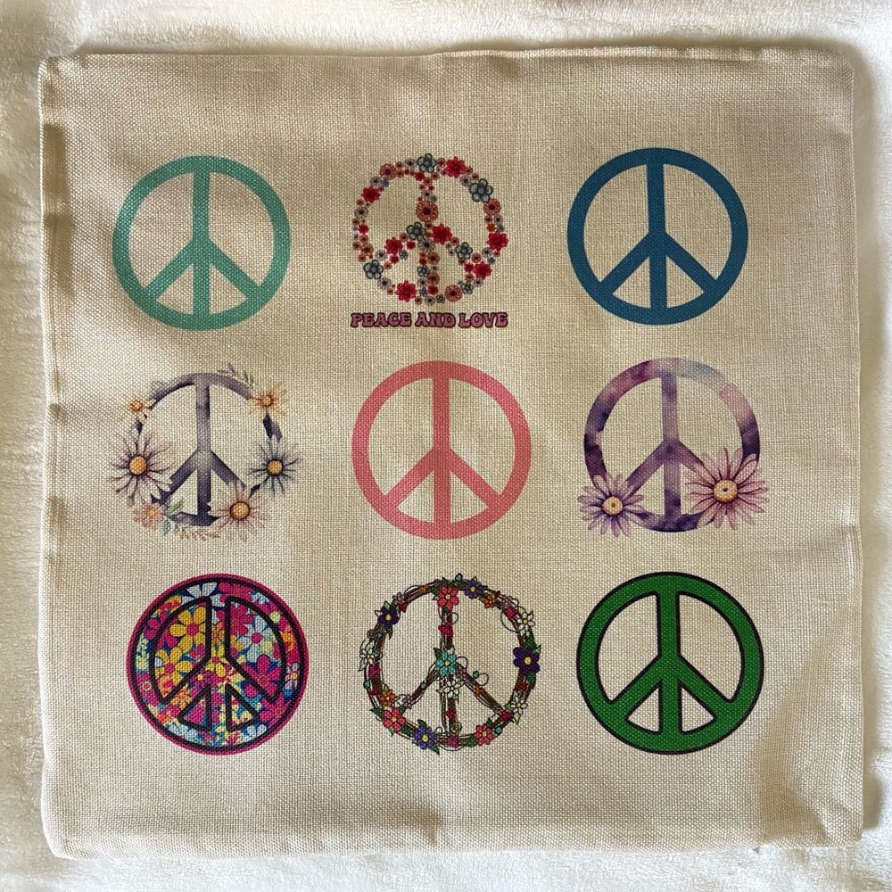 Peace Sign Decorative Pillow Cover 2 Sided